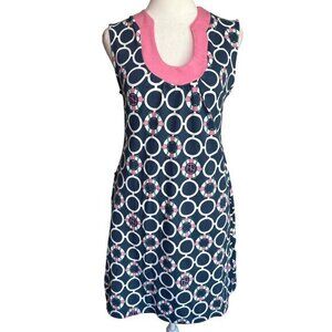 Tracy Negoshian Dress Size Small NWT Life Preserver Sleeveless Blue Pink Sheath